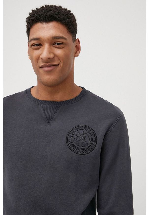 Superdry Bluza bawełniana męska kolor szary z aplikacją. Kolor: szary. Materiał: bawełna. Wzór: aplikacja