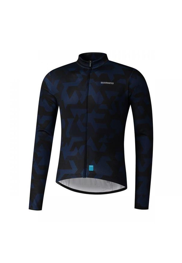 SHIMANO - Koszulka rowerowa męska Shimano Vertex Printed JRSY z długim rękawem. Kolor: czarny. Długość rękawa: długi rękaw. Długość: długie
