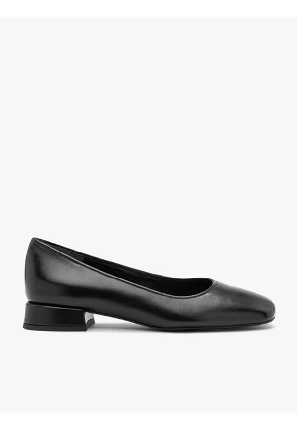 Ryłko - Czarne eleganckie czółenka ze skóry licowej. Okazja: na co dzień, do pracy. Kolor: czarny. Materiał: skóra. Obcas: na obcasie. Styl: elegancki, klasyczny. Wysokość obcasa: średni