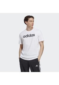 Adidas - Essentials Single Jersey Linear Embroidered Logo Tee. Kolor: biały, wielokolorowy, czarny. Materiał: jersey