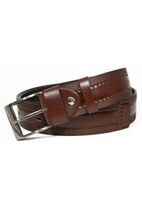 ROVICKY - Pasek męski Rovicky [D] PRS-06-BGE brązowy. Kolor: brązowy. Materiał: skóra. Styl: klasyczny