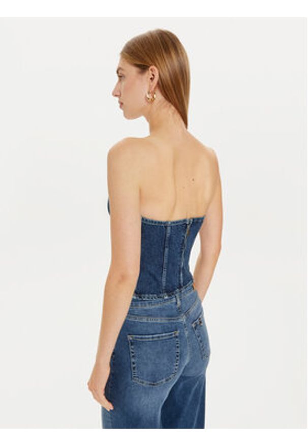 Guess Top W4PH0T D5JT1 Granatowy Slim Fit. Kolor: niebieski. Materiał: bawełna