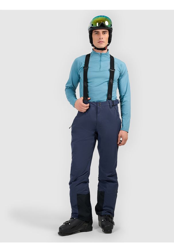 4f - 4F Spodnie narciarskie z szelkami membrana 5000 męskie - granatowe M. Kolor: niebieski. Materiał: poliester, materiał. Wzór: gładki. Sezon: zima. Sport: narciarstwo