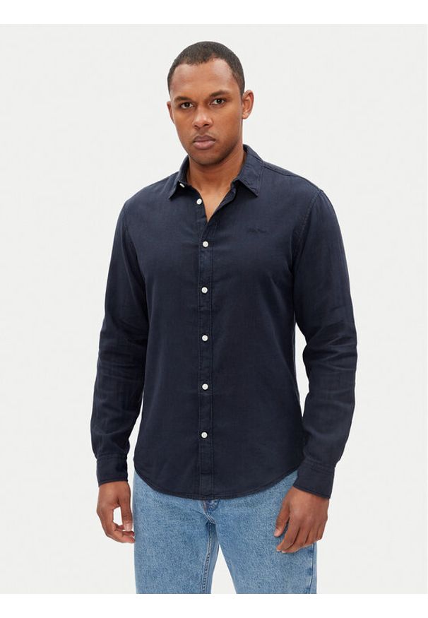 Pepe Jeans Koszula Arnau PM308844 Granatowy Regular Fit. Kolor: niebieski. Materiał: bawełna