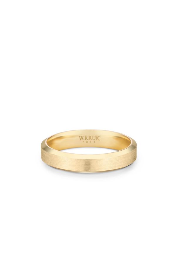 W.KRUK - Obrączka ślubna złota Chamonix męska. Materiał: złote. Kolor: złoty. Wzór: gładki