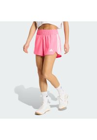 Adidas - Szorty treningowe Pacer Workout Woven High Rise. Kolor: różowy, wielokolorowy, biały. Technologia: ClimaCool (Adidas). Sport: fitness #1