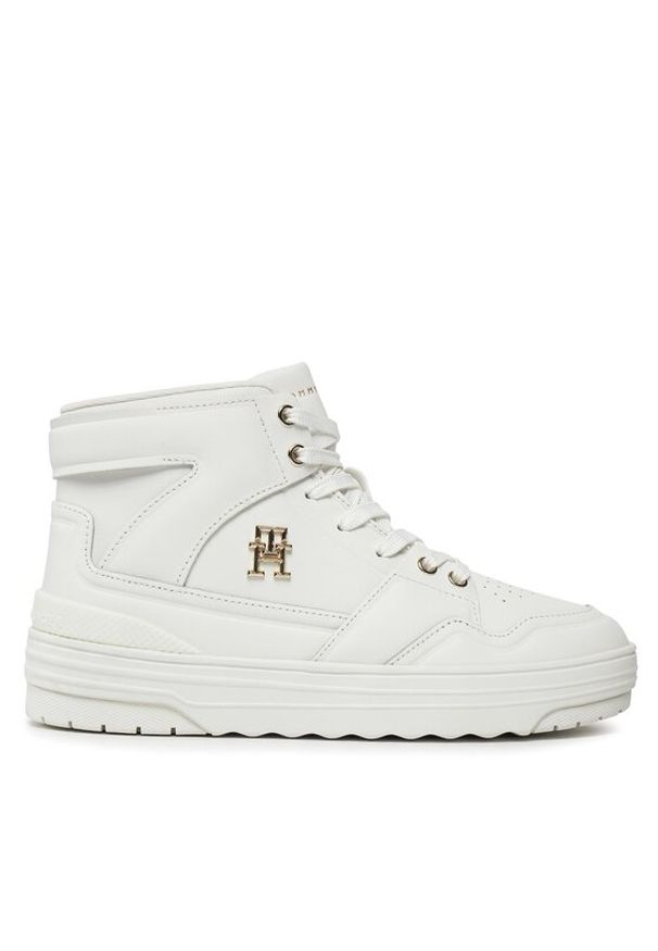TOMMY HILFIGER - Tommy Hilfiger Sneakersy Th Basket Hi FW0FW07757 Écru. Materiał: skóra