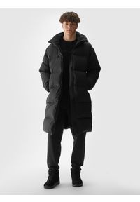 4f - 4F Długi płaszcz puchowy z naturalnym wypełnieniem męski - czarny XXL. Okazja: na co dzień. Typ kołnierza: kaptur. Kolor: czarny. Materiał: puch. Długość: długie. Wzór: gładki. Sezon: zima. Styl: casual, sportowy, klasyczny #2