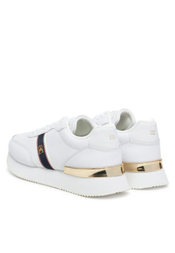 TOMMY HILFIGER - Tommy Hilfiger Sneakersy Webbing Runner FW0FW08904 Biały. Kolor: biały. Materiał: skóra