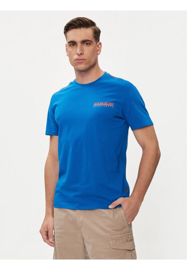 Napapijri T-Shirt S-Gras NP0A4HQN Niebieski Regular Fit. Kolor: niebieski. Materiał: bawełna