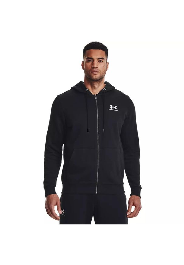 Bluza fitness męska Under Armour Essential Fleece Full Zip Hood. Kolor: czarny. Sport: fitness