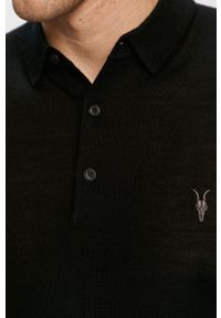 AllSaints – Longsleeve MODE MERINO LS POLO MK005D.NOS. Okazja: na co dzień. Typ kołnierza: polo. Kolor: czarny. Materiał: materiał. Długość rękawa: długi rękaw. Styl: casual #3