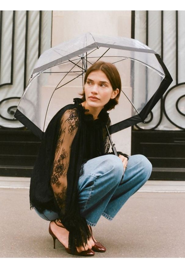 Reserved - Koronkowa bluzka - czarny. Kolor: czarny. Materiał: koronka