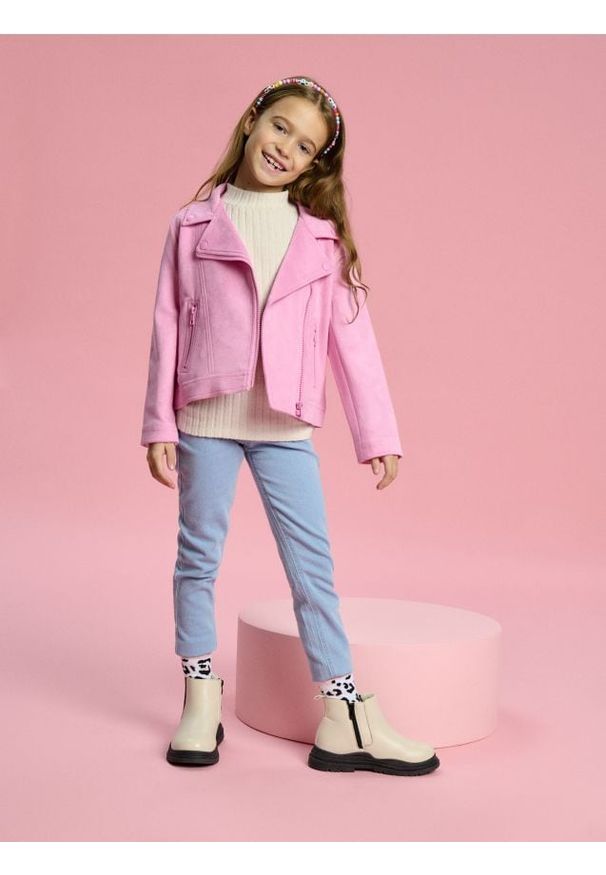 Sinsay - Kurtka ramoneska - różowy. Kolor: różowy. Materiał: tkanina