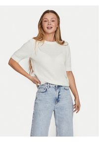 Vila Sweter Dalo 14084421 Biały Regular Fit. Kolor: biały. Materiał: bawełna #1