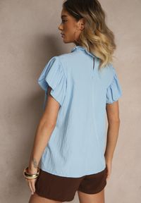Renee - Niebieska Bluzka z Wiskozą i Falbankami Greloiti. Okazja: na co dzień. Typ kołnierza: kołnierz z falbankami. Kolor: niebieski. Materiał: wiskoza. Styl: klasyczny, casual #4