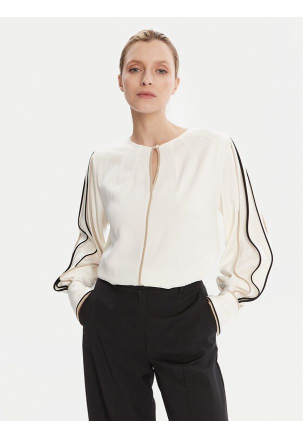 BOSS Bluzka Banariah 50546147 Écru Regular Fit. Materiał: wiskoza