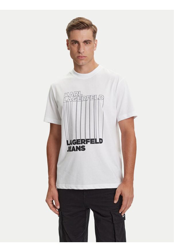 Karl Lagerfeld Jeans T-Shirt A3M17002 Biały Regular Fit. Kolor: biały. Materiał: syntetyk