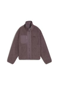 Puma - Damska dwustronna kurtka hybrydowa z dzianiną typu baranek PUMA Raisin Purple. Kolor: fioletowy. Materiał: dzianina. Wzór: gładki. Sport: bieganie