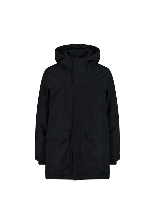 Parka dziecięca z kapturem CMP. Typ kołnierza: kaptur. Kolor: czarny. Sport: narciarstwo