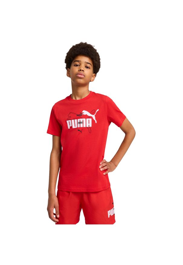Koszulka Puma Ess Logo Lab Summer Tee B, Dzieci. Kolor: czerwony. Materiał: bawełna, materiał