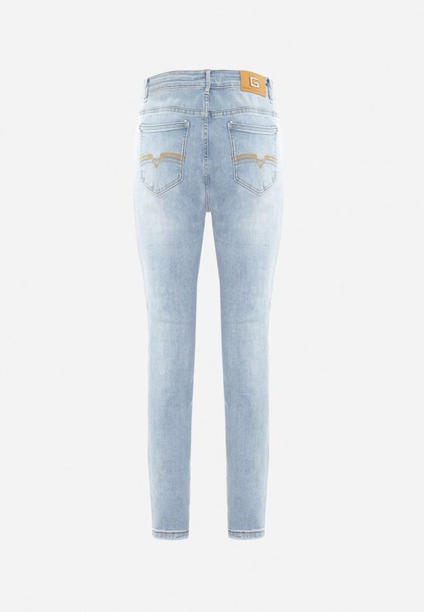 Born2be - Jasnoniebieskie Jeansy o Dopasowanym Fasonie z Regularną Talią i Przetarciami Arinle. Okazja: na co dzień. Kolor: niebieski. Styl: klasyczny, casual