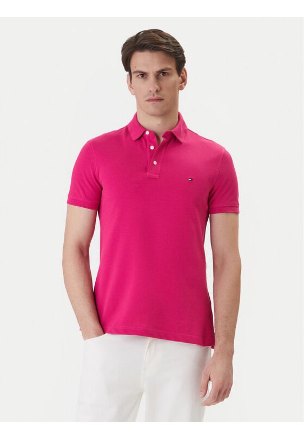 TOMMY HILFIGER - Tommy Hilfiger Polo 1985 MW0MW17771 Różowy Slim Fit. Typ kołnierza: polo. Kolor: różowy. Materiał: bawełna