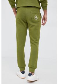 Save The Duck Spodnie kolor beżowy gładkie. Kolor: zielony. Materiał: dzianina. Wzór: gładki #4