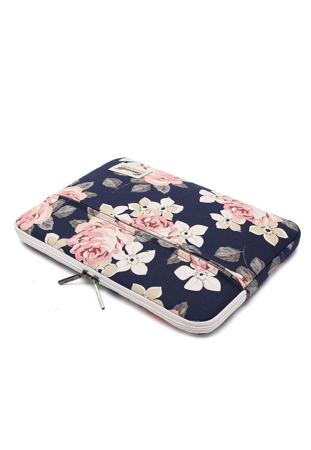CANVASLIFE - Etui Canvaslife 15''-16'' navy rose. Materiał: materiał. Wzór: aplikacja, kwiaty