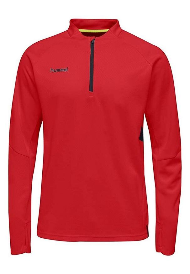 Hummel Tech Move męska bluza z kapturem half-zip, czerwona, M. Typ kołnierza: kaptur. Kolor: czerwony. Materiał: elastan, poliester, poliamid. Sport: piłka nożna