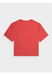 outhorn - T-shirt z nadrukiem damski - czerwony. Okazja: na co dzień. Kolor: czerwony. Materiał: dzianina, bawełna. Wzór: nadruk. Styl: casual #3