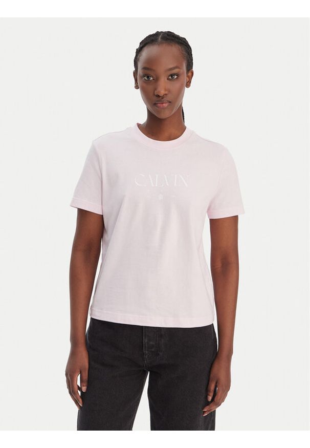Calvin Klein Jeans T-Shirt Cktail Concept LV047E813G Różowy Regular Fit. Kolor: różowy. Materiał: bawełna