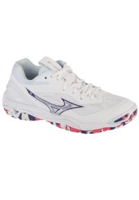 Mizuno - Buty do piłki ręcznej damskie, Wave Stealth 6. Kolor: biały, wielokolorowy, niebieski. Materiał: guma, materiał, tkanina, syntetyk. Model: Mizuno Wave
