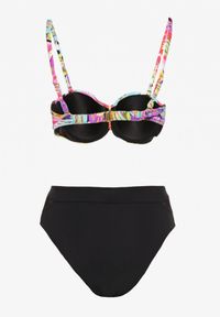 Renee - Czarno-Różowe Bikini Majtki Typu Figi i Biustonosz w Abstrakcyjny Motyw Anitlle. Kolor: czarny #3