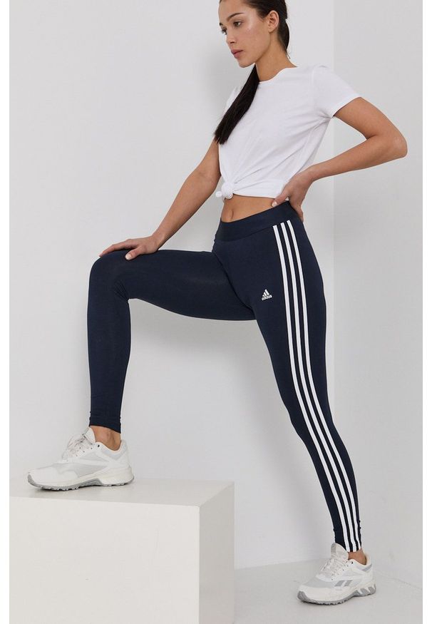 Adidas - adidas - Legginsy. Kolor: niebieski. Materiał: bawełna