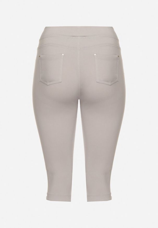 Born2be - Jasnoszare Spodnie z Bawełny o Kroju Capri Dolonisa. Okazja: na co dzień. Kolor: szary. Materiał: bawełna. Styl: młodzieżowy, elegancki, casual