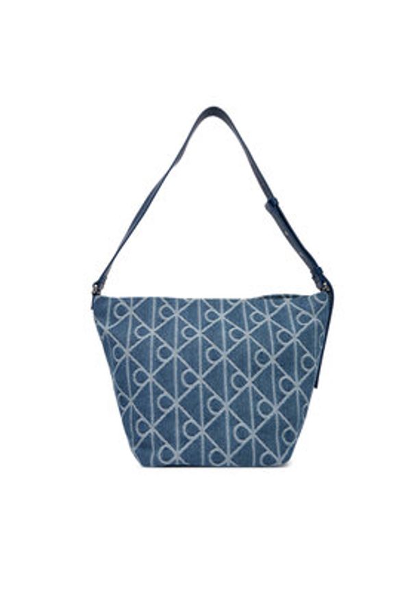 Calvin Klein Torebka Emblem Aop Denim Bucket LV04F3432G Niebieski. Kolor: niebieski