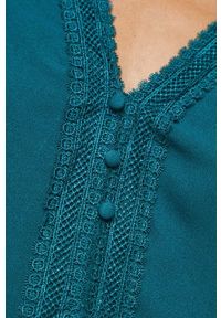 medicine - Medicine bluzka damska kolor turkusowy z aplikacją. Kolor: turkusowy. Materiał: koronka. Długość rękawa: długi rękaw. Długość: długie. Wzór: aplikacja #4