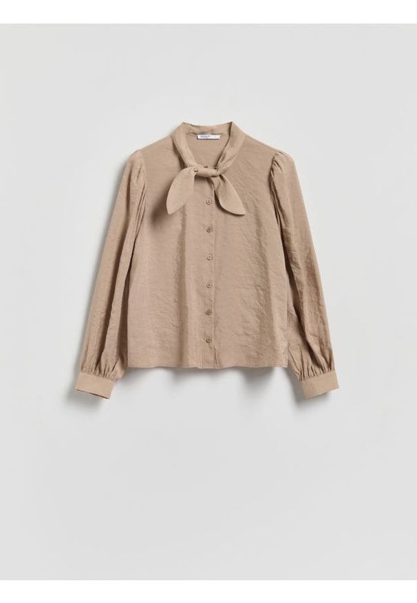 Reserved - Koszula z modalem - beżowy. Kolor: beżowy. Materiał: tkanina