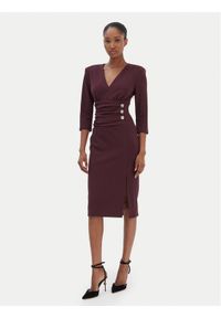 Rinascimento Sukienka koktajlowa CFC0020161002 Bordowy Slim Fit. Kolor: czerwony. Materiał: syntetyk. Styl: wizytowy #1