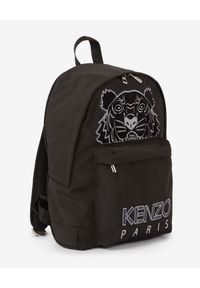 Kenzo - KENZO - Czarny plecak z haftowanym tygrysem. Kolor: czarny. Materiał: materiał. Wzór: haft #3