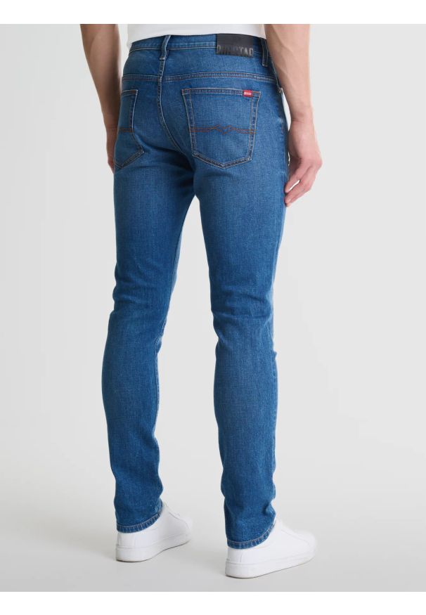 Big-Star - Jeansy męskie skinny z przetarciami niebieskie Deric 247. Stan: obniżony. Kolor: niebieski. Styl: elegancki