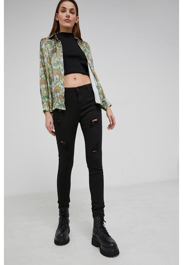 Answear Lab Jeansy damskie medium waist. Kolor: czarny. Styl: wakacyjny