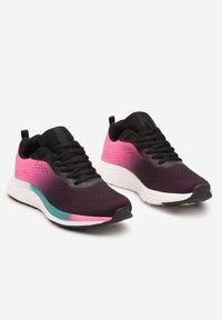 Born2be - Różowo-Czarne Płaskie Sznurowane Buty Sportowe Sneakersy Ozdobione Kolorowym Paskiem Risanny. Zapięcie: pasek. Kolor: różowy. Wzór: aplikacja, kolorowy. Obcas: na płaskiej podeszwie #5