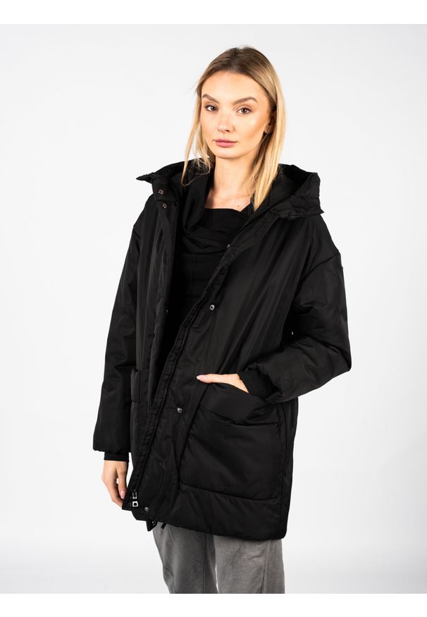 Geox Kurtka "Diodana" | W2620F T2600 | Kobieta | Czarny. Okazja: na co dzień. Typ kołnierza: kaptur. Kolor: czarny. Materiał: poliester. Styl: casual