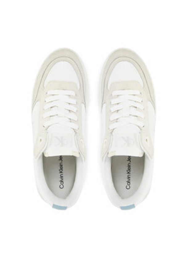 Calvin Klein Jeans Sneakersy Bold Flatf Low Lace Mix YW0YW01742 Biały. Kolor: biały. Materiał: skóra, zamsz