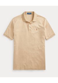 Ralph Lauren - RALPH LAUREN - Beżowa koszulka Polo Custom Fit. Okazja: na co dzień. Typ kołnierza: polo. Kolor: beżowy. Materiał: prążkowany. Wzór: melanż, kolorowy. Styl: klasyczny, casual #4