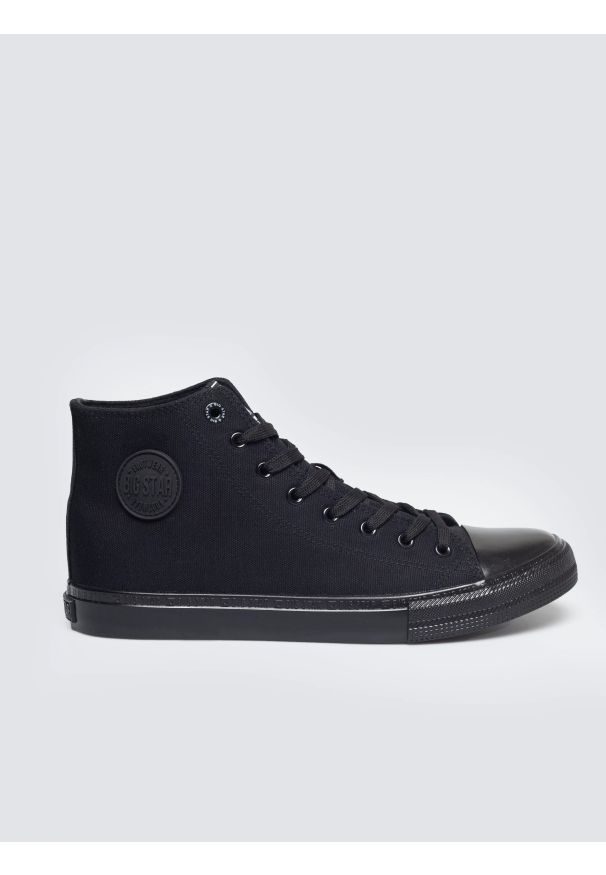 Big-Star - Trampki męskie wysokie czarne FF174550 906. Wysokość cholewki: przed kolano. Nosek buta: okrągły. Kolor: czarny. Materiał: tkanina, guma, materiał. Szerokość cholewki: normalna. Styl: klasyczny