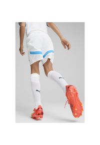 Puma - Spodenki meczowe dla dzieci OM 2024/25. Kolor: biały, wielokolorowy, niebieski. Styl: młodzieżowy