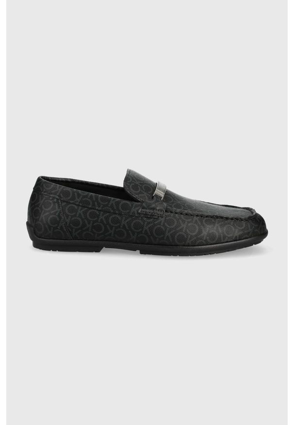 Calvin Klein mokasyny skórzane męskie kolor czarny. Kolor: czarny. Materiał: skóra